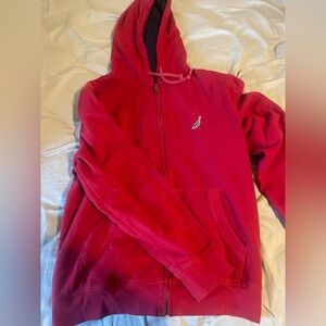Nautical Red Zip Up Hoodie Size L